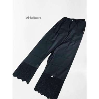 Celana katun renda Hitam Celana panjang wanita Bahan katun renda XXL Hitam