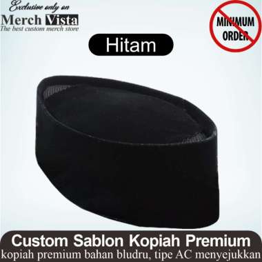 Peci Kopiah Custom Sablon Logo Kualitas Premium Bahan Bludru Hitam