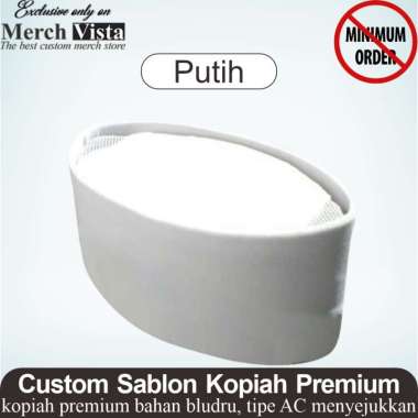 Peci Kopiah Custom Sablon Logo Kualitas Premium Bahan Bludru Putih