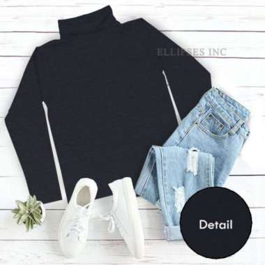ELLIPSESINC Turtle Neck Long Sleeve Top / Atasan Kerah Tinggi / Hight Neck Top L HITAM