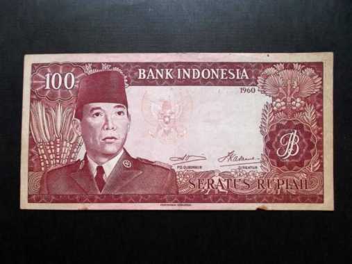 Uang Kuno Kertas Rp 100 Tahun 1960 Presiden Soekarno