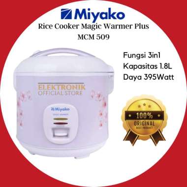 MIYAKO RICE COOKER MCM 509 MAGIC WARMER PLUS/MCM509 / MCM-509/MAGIC COM KAPASITAS 1.8 LITER/RICE COO