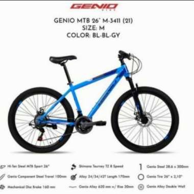 SEPEDA MOUNTAIN BIKE MTB GENIO 26 M3411 3x8 SPEED (BLU)