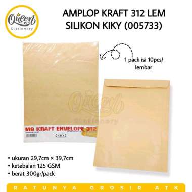 1 PACK (10 LEMBAR) AMPLOP KRAFT 312 LEM SILICONE KIKY AMPLOP COKLAT KERTAS (005733)
