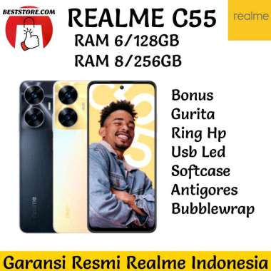 REALME C55 6/128GB | RAM 8/256GB NFC GARANSI RESMI REALME INDONESIA Ram 8/256GB hitam