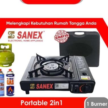 SANEX KOMPOR PORTABLE / PAKET GAS PORTABLE HI-COOK 230 GRAM (1 TUNGKU)