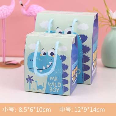 Paper Bag/Goodie Bag/Box Tenteng Anak Dino Boy Girl Hadiah Hampers Lebaran Anak Souvenir Ulang Tahun