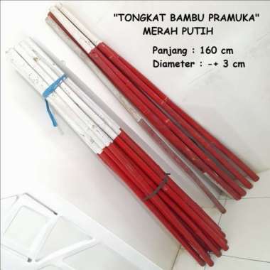 Tongkat Pramuka - Tongkat Bambu - Toya Pramuka Berbagai Ukuran - 150 Cm, Putih Merah