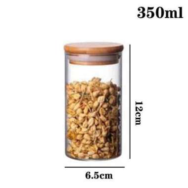 Toples Kaca Bening Lebaran Mewah Estetik - Toples Penyimpanan Makanan Kue Kering Snack Tutup Kayu Tr