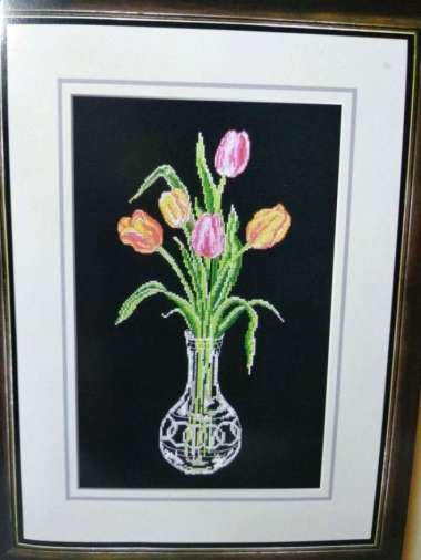 DISKON Paket Sulam Kristik DOME 31003 Vas Bunga Flower Tulip