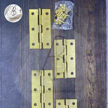 Engsel Tipis KUNING 3" (1Set/4Pcs) / Engsel Kupu-Kupu Lemari Kuning