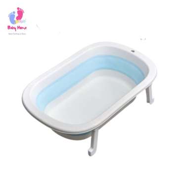 Bak Mandi Bayi Lipat Portable Bak Mandi Bayi Dengan Keset Kamar Mandi Bathup Bayi BIRU