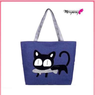 Tote Bag Wanita Totebag Kanvas Tas Tote Sablon Bahan Kanvas - ABU NAVY