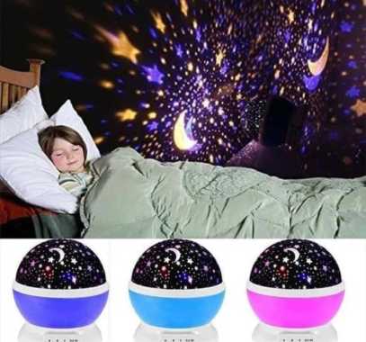 Lampu Tidur Aesthetic Star Proyektor Rotating LED Karakter Bulan Bintang Lampu tidur dengan suasana 