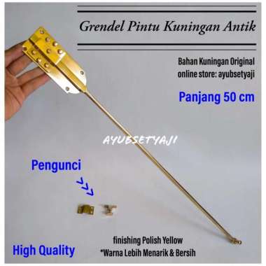 Grendel Pintu Panjang 50cm Kuningan Slot Pintu Portugis Gembok kunci Hitam Antik