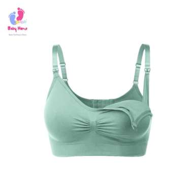 Bra Menyusui Jumbo Kancing Depan Tanpa Kawat Bh Menyusui Bahan Katun L(36-38)80-85A-E Hijau