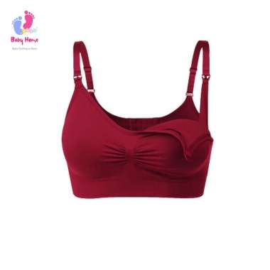 Bra Menyusui Jumbo Kancing Depan Tanpa Kawat Bh Menyusui Bahan Katun L(36-38)80-85A-E Merah