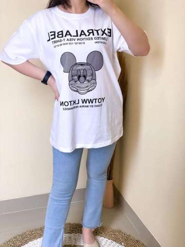 Kaos Oversize Wanita Bahan Cotton Combed 30s Kaos Wanita EXTRALABEL Putih