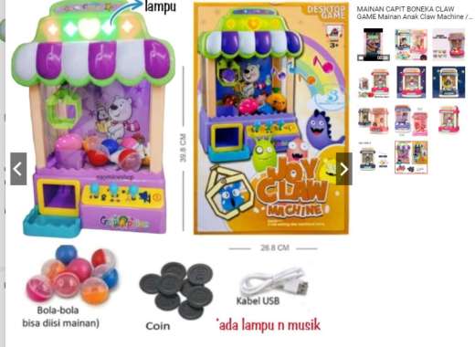 MAINAN CAPIT BONEKA CLAW GAME Mainan Anak Claw Machine / Mesin Tangkap Boneka / Mesin Capit Boneka S