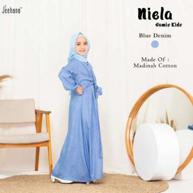 Gamis Niela Kids / Pakaian Sarimbit Dan Couple Nielan / Jeehana M Blue denim