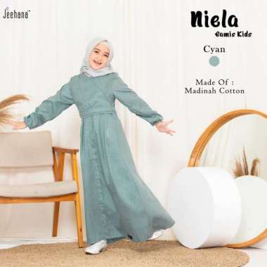 Gamis Niela Kids / Pakaian Sarimbit Dan Couple Nielan / Jeehana 10 Cyan
