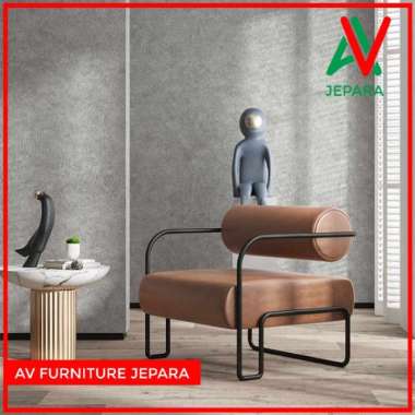 KURSI SOFA SANTAI MOTIF BULAT JOK - SOFA INDUSTRIAL COATING BLACK