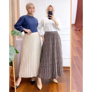 SKIRT Wanita Mijoo Skirt- Rok Plisket Aesthetic Korean Skirt Premium Mijoo Cream