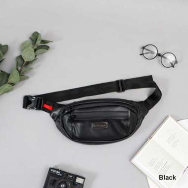 Waistbag Pria Tas Pinggang Kulit Synthetic Premium - Snapper Mokamula Black