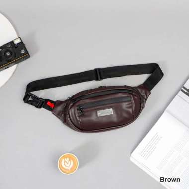 Waistbag Pria Tas Pinggang Kulit Synthetic Premium - Snapper Mokamula Brown