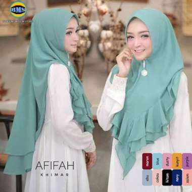 KHIMAR JILBAB AFIFAH REMPEL HIJAB SYARI KHIMAR/ HIJAB INSTAN BLUE
