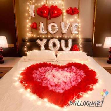 LOVE U SILVER LED SET DECORATION/DEKORASI HAPPY VALENTINE/ANNIVERSARY