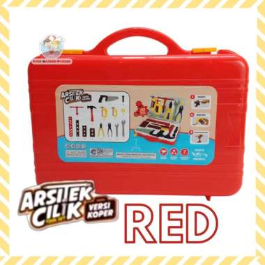 Mainan Alat Tukangan Anak Set Koper TOOL BOX Lengkap MERAH