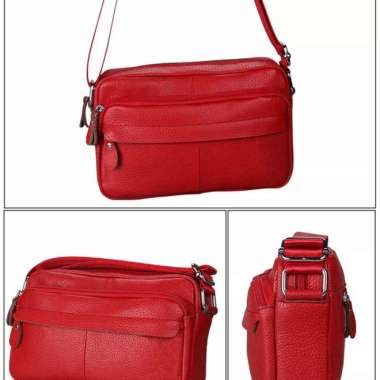 tas kulit wanita asli garut slempang kulit wanita tas garut kulit asli XL Merah