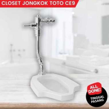 CLOSET JONGKOK TOTO CE9 KOMPLIT SET PUSH VALVE/KLOSET JONGKOK FLUSH SET LOCAL