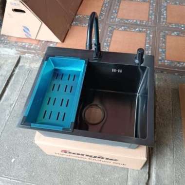 KITCHEN SET MINIMALIS JKM 5243 HITAM BLACK/BAK CUCI PIRING STAINLESS HANDMADE TYPE 1