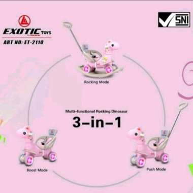 Mainan Anak Exotic ET-2110 Dino Ride On 3in1 Kuda Kudaan ET2110 ET 2110 Pink
