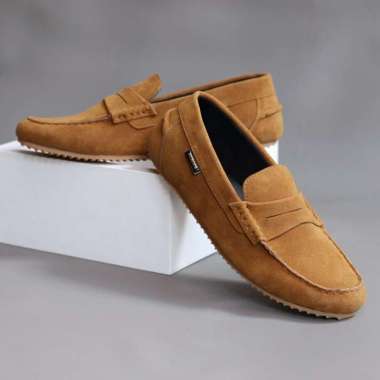 Supervice SEPATU SLIP ON PRIA MULES PANSUS COWOK DEWASA ORIGINAL HEROES SUEDE HITAM CREAM TAN SANTAI