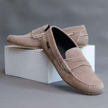 Supervice SEPATU SLIP ON PRIA MULES PANSUS COWOK DEWASA ORIGINAL HEROES SUEDE HITAM CREAM TAN SANTAI