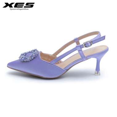 Supervice ROYI-422 / Sepatu Pesta Heels Wanita - Bahan Satin Premium 6.5cm 37 PURPLE