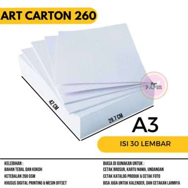 art carton 260 gsm a3 isi harga 30 lembar / art carton a3 260 gsm Multicolor
