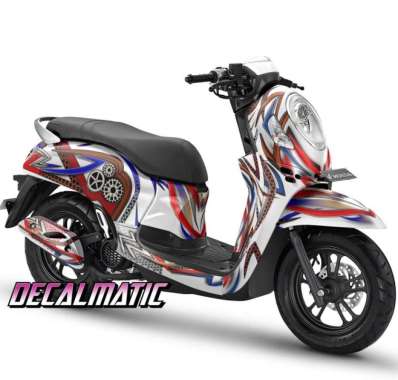 Stiker Full Body + Decal Dashboard Scoopy 2012-2023 Grafis Tribal 2012-2016 Putih