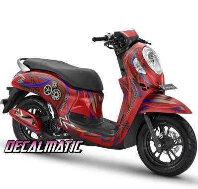Stiker Full Body + Decal Dashboard Scoopy 2012-2023 Grafis Tribal 2012-2016 Merah