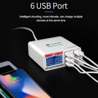 Charger USB 6.8A, 4 Port /34W Kualitas Terbagus usb charger 6P