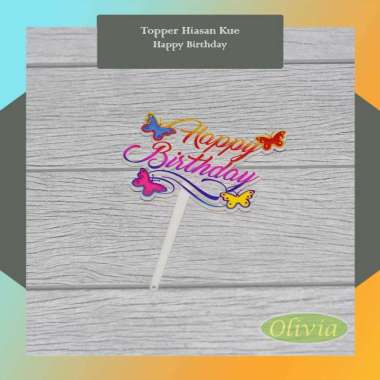Cake Topper Happy Birthday Kupu-kupu