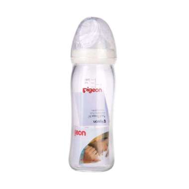 Pigeon PR010112 Wide Neck Botol Susu with P-Plus Nipple - White [240 mL]