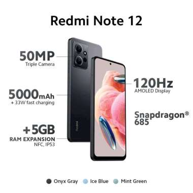 hp xiomi redmi note 12 smartphone ( ram 8GB / ram 128GB ) garansi resmi