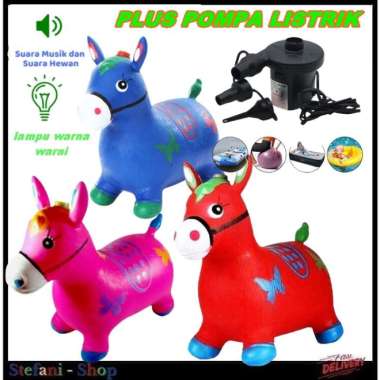 jumping animal karet mainan kuda kudaan plus pompa listrik Multicolor