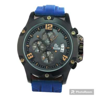 jam tangan analog pria casual merk belleda navy black