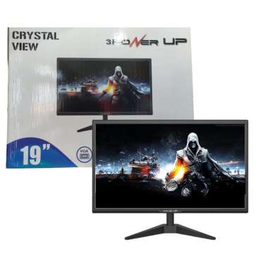 LED Monitor 19 Inch Power Up Crystal View Layar LCD Komputer 19" HDMI + VGA