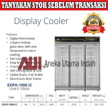 Gea EXPO-1900 IC Display Cooler 1886 L / Showcase 3 Pintu / Chiller / Lemari Pendingin Kapasitas 15 